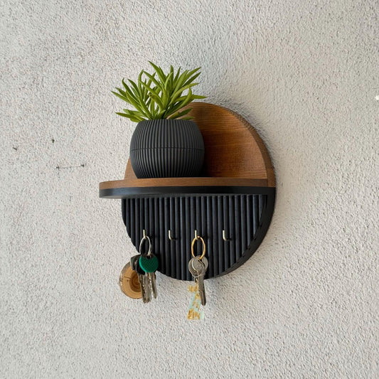 Walnut & Black Wall Key Holder